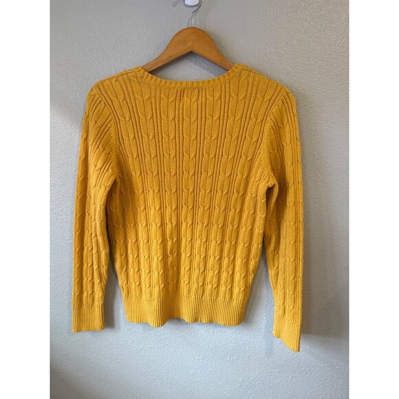St. Johns Bay Yellow Women's Cable Knit Sweater Size Large Preppy - Picture 6 of 6